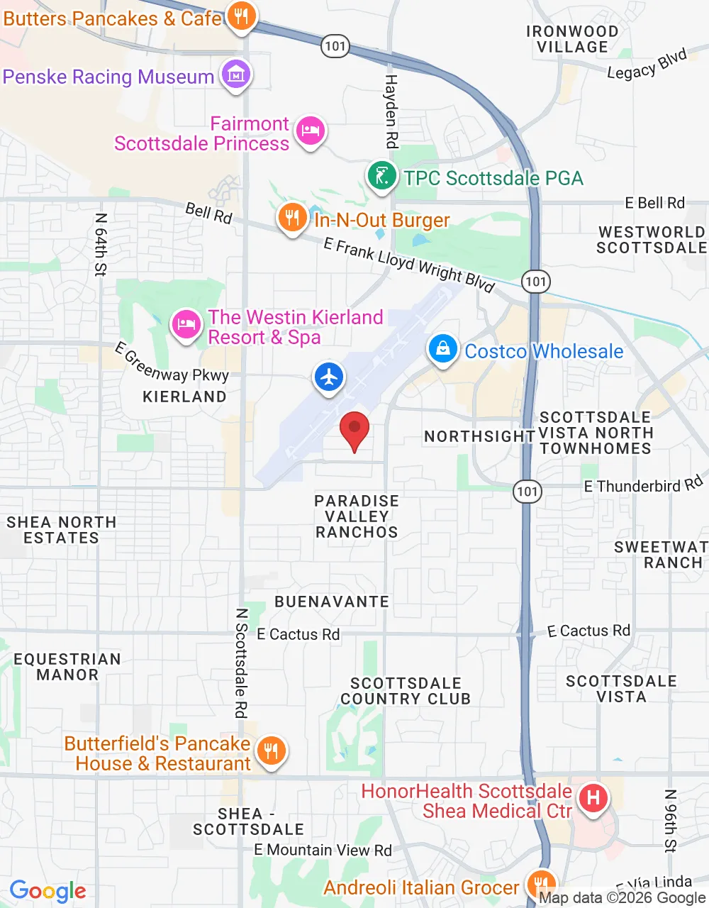 Map showing 7825 E Gelding Dr suite 103 b, Scottsdale, AZ 85260